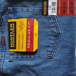 Rustler Extra Rugged Straight Leg Regular Fit Heavyweight Denim Jeans 46 x 30